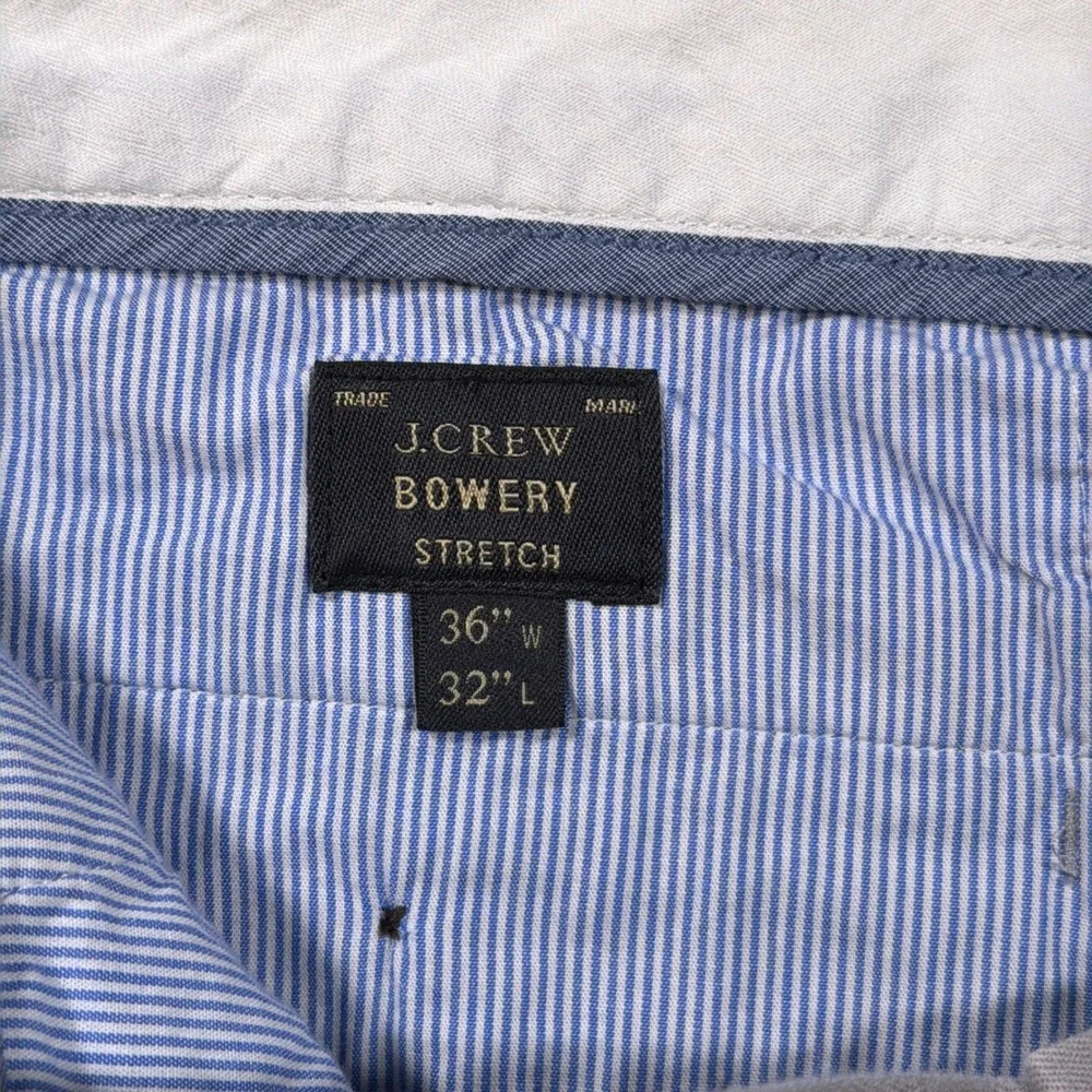 J.Crew Bowery Stretch Pants Mens 36x32 Grey Slim Fit Chino Trousers Cotton Blend